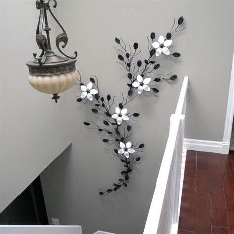 Home Decor Extra Large Five Flower Vine Metal Wall Art Home Decor