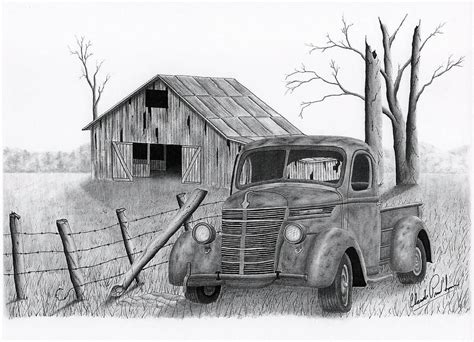 1937 40 Chevy Pickup Drawing Pencil Drawings Barn Drawing Drawings