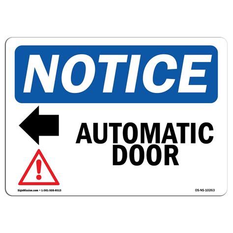 osha notice sign automatic door [left arrow] sign with symbol decal protect your business