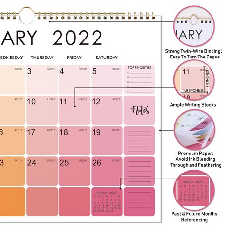 2022 Calendar 2022 Wall Calendar With Thick Paper 15 X 115 January 2022 To December 2022