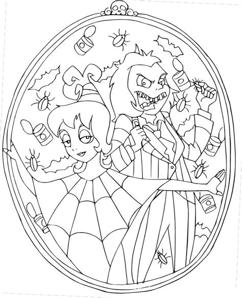 Lydia Deetz with Beetlejuice Coloring Page - Free Printable Coloring Pages for Kids