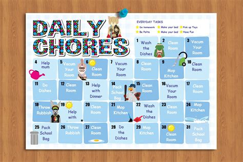 Kids Reward Chart Chore Chart Kids Daily Chores Monthly Tabla De