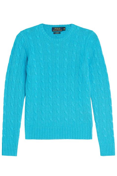 Lyst Polo Ralph Lauren Cashmere Cable Knit Pullover In Blue