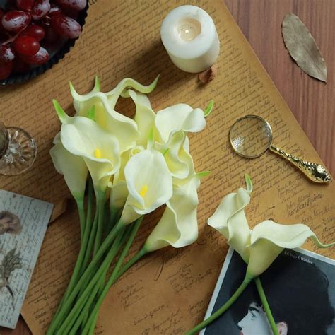 20 Stems Artificial Calla Lilies Long Stems Ivory Calla Lily Etsy