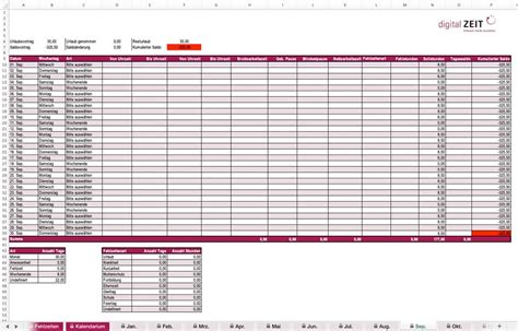 Kostenlose Zeiterfassung In Excel Von Digital Zeit