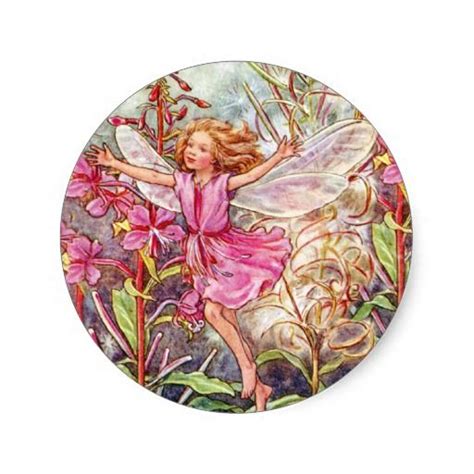 The Rose Bay Willow Herb Fairy Classic Round Sticker Flower Fairies