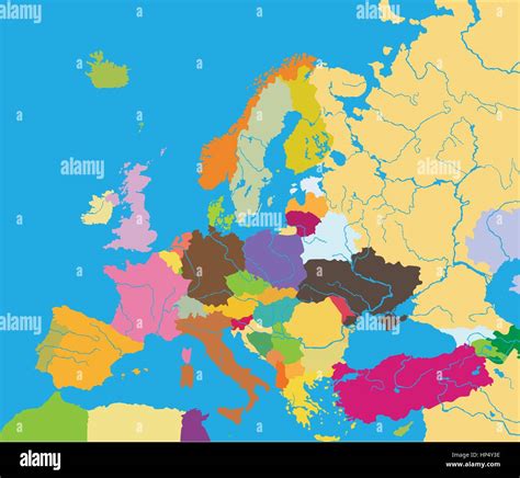 Europe Single States Political Map All Countries In Different Colors