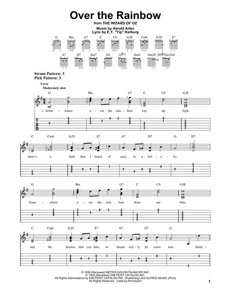 Over The Rainbow By Ey Yip Harburg Easy Guitar Tab Guitar