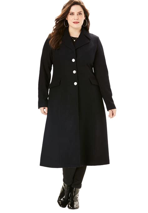 Roamans Roamans Womens Plus Size Long Wool Blend Coat Winter