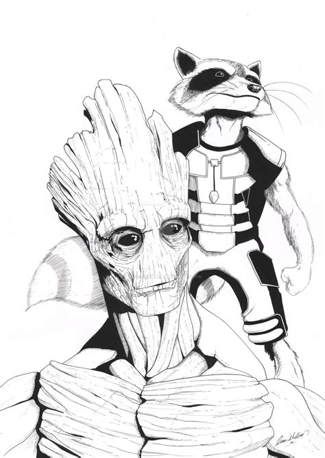 Rocket and groot @ marvel fanart @ me. Rocket Drawing at GetDrawings.com | Free for personal use ...