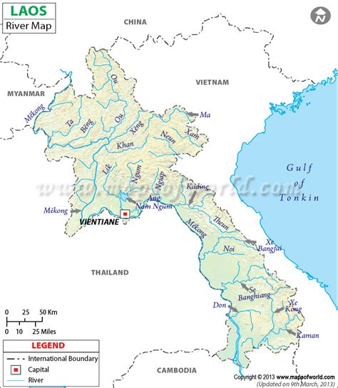 River Map Of Laos Laos River Map