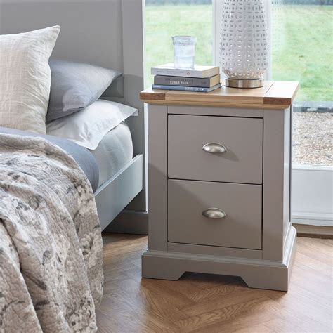 Grey Bedside Cabinet St Ives Oak Furnitureland