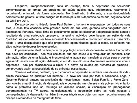 Redação Sobre Depressão Brainly