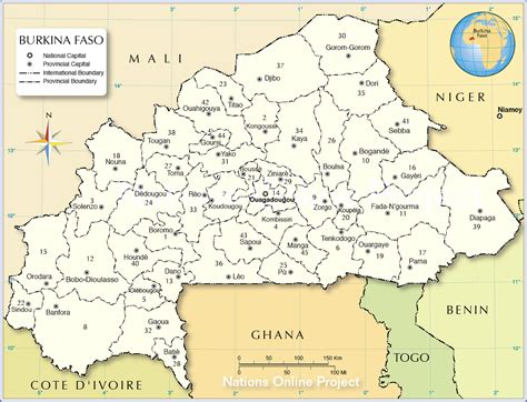 Administrative Map Of Burkina Faso Nations Online Project