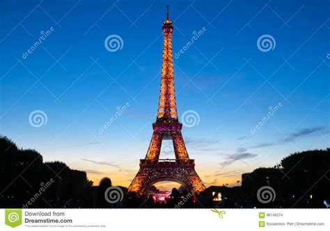 Famous Eiffel Tower During Celebrations Of French National Holiday