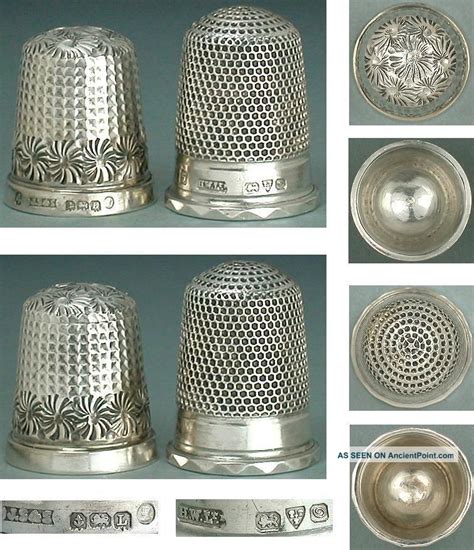 2 Vintage English Sterling Silver Thimbles Hallmarked 1935 And 1914