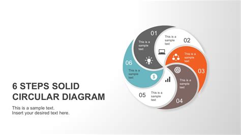 Six Steps Solid Circular Diagram Powerpoint