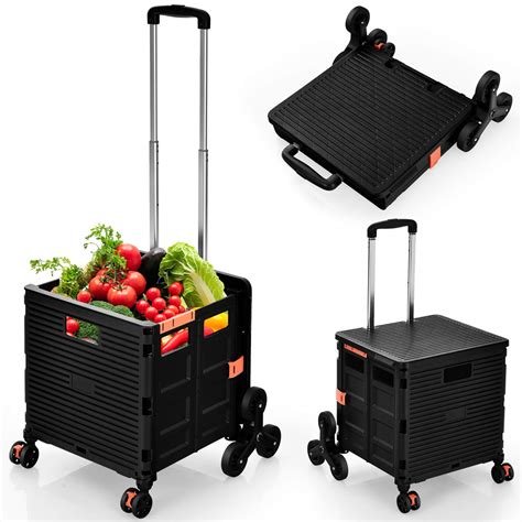 Buy Costway Folding Shopping Trolley Collapsible Boot Cart With Wheels