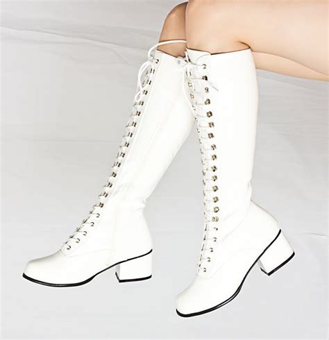 White Chun Li Style Boots Edgy Boots Boots Lace Up Combat Boots