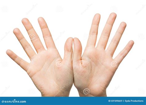 Close Up Of Two Hands Showing Palms Stock Image Image Of Finger Girl