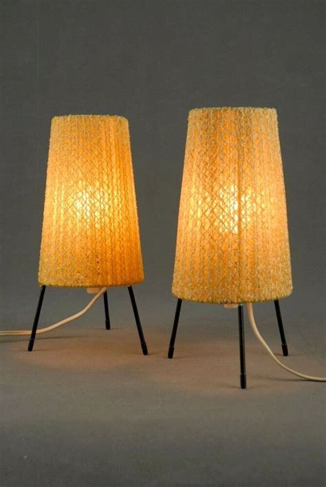 2 X Mid Century Tripod Table Small Lamps Modernist Danish Modern 50s