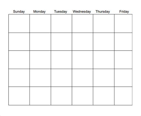 Blank Monthly Calendar Template Pdf Printable Blank Calendar Templates