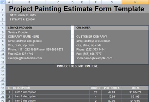 We will be happy to give you any information that you may why we give free electrical estimates. Project Painting Estimate Template - Project Management ...