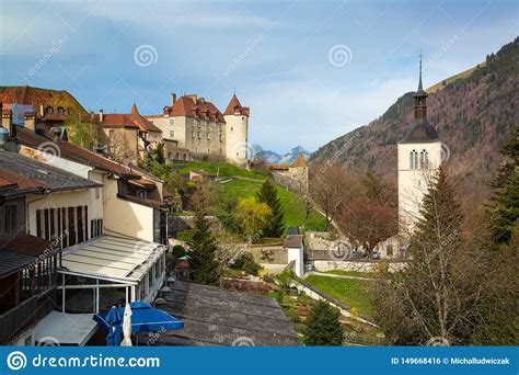 Medieval Town Of Gruyeres And Castle Canton Of Fribourg Switzerland