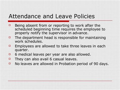Attendance And Leave Policies Being Absent From Or Reporting To Work