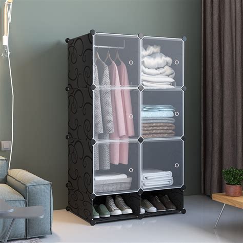 Fabric wardrobe cloth cabinet closet portable clothing storage organizer with cover for living room non woven fabrics cupboard 175x110x45cm. 6 Doors Clothes Cabinet Wardrobe Screwless Stackable ...