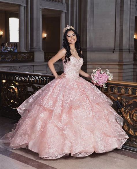 Floral Pink Ruffled Quinceañera Dress 🌸💕 In 2020 Pretty Quinceanera