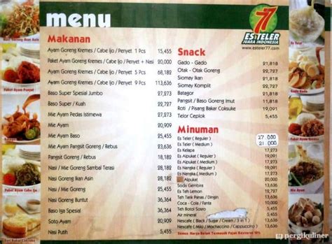 Harga sebuah barang kerap dikaitkan dengan kualitas yang dimilikinya. Harga Menu Es Teler 77 Bulan Februari 2021 - Harga Menu