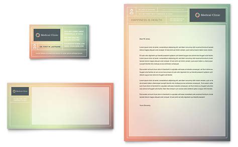 The words from the desk of in beautiful script make this great as a personal or business letterhead. Medical Clinic Business Card & Letterhead Template Design