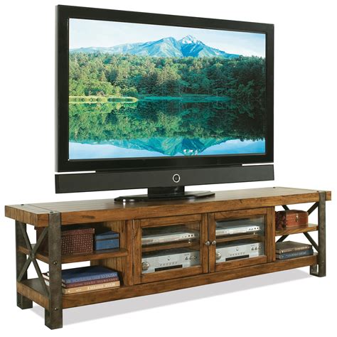 Riverside Furniture Sierra Rustic 80 In Tv Console W Glass Doors