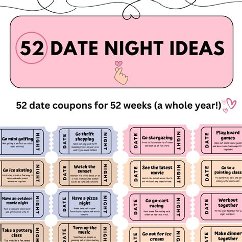 52 Date Night Cards Printable Date Card Ideas Date Night Etsy
