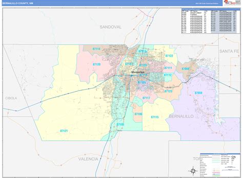 Bernalillo County, NM Wall Map Color Cast Style by MarketMAPS - MapSales