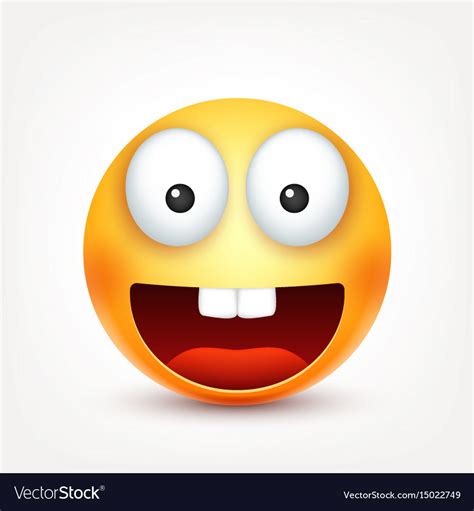 Smileysmiling Happy Emoticon With Teeth Yellow Vector Image
