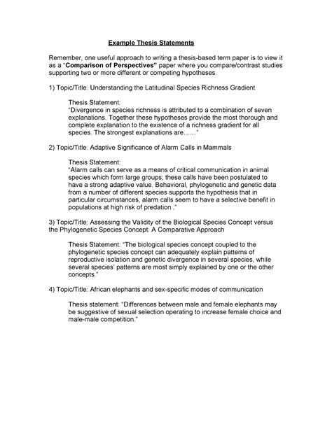 45 Perfect Thesis Statement Templates Examples Template Lab