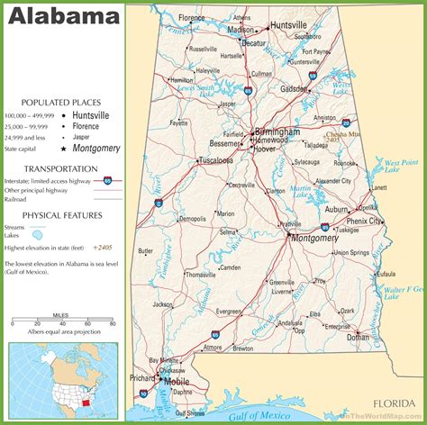 Large Detailed Roads And Highways Map Of Alabama State With All Cities