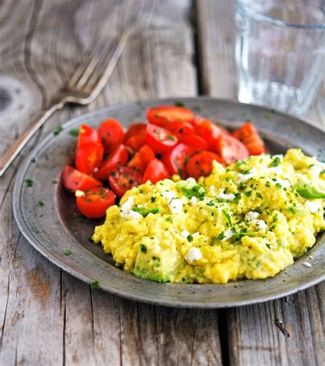 Scrambled eggs with spinach and parmesean. The Iron You: Fluffy Scrambled Eggs with Avocado and Feta
