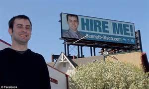 Bennett Olson Unemployed Man 22 Puts Resume On Billboard And Gets Hired Daily Mail Online