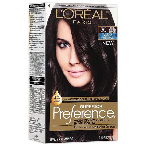 Loréal Superior Preference Fade Defying Color And Shine 3c Cool Darkest Brown Bed Bath