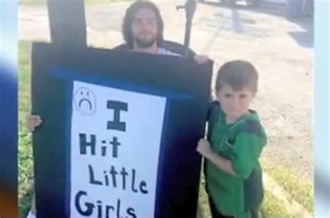 Dad Punishes Year Old Son By Making Him Hold A Sign That Says I Hit