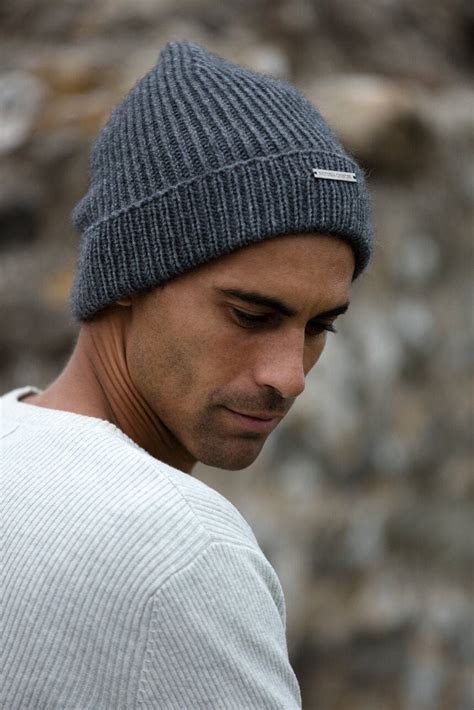Cashmere Beanie Hat Mens Pure Cashmere Luxury Ribbed Hat By Willow