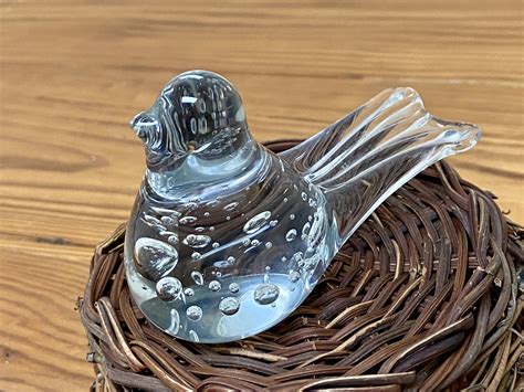 Vintage Clear Glass Bird Figurine Glass Bird Paperweight | Etsy | Glass