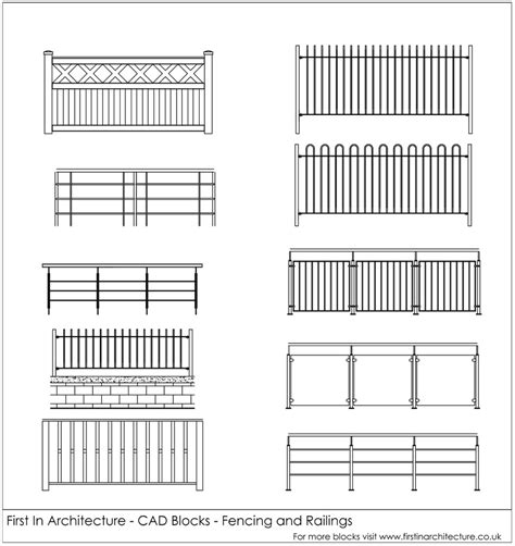 Free Cad Blocks Fencing And Railings For Download