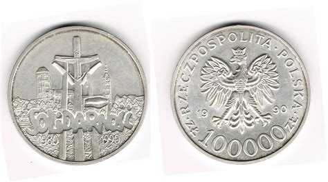 100000 Zloty 1990 Polen Poland 100000 Zlotych 1990 10th Anniversary Of