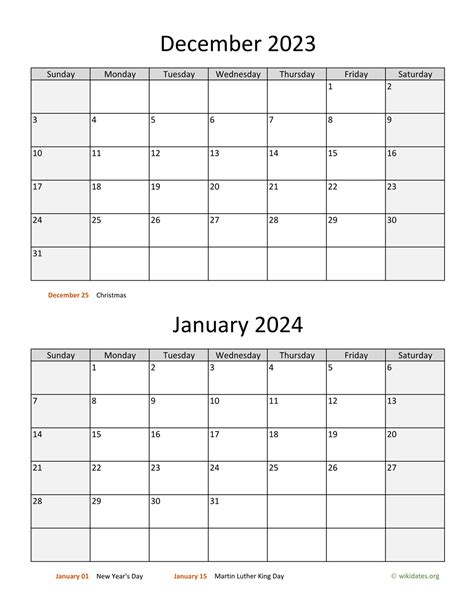 December 2023 And January 2024 Calendar