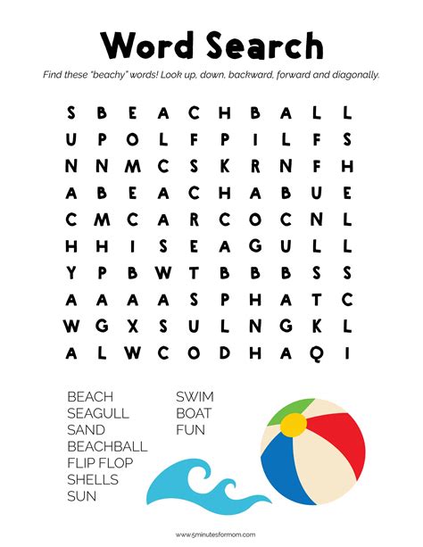Summer Word Search 5 Minutes For Mom