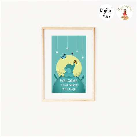 Animal New Born Illustration Print Welcome To The World Wall Etsy Uk